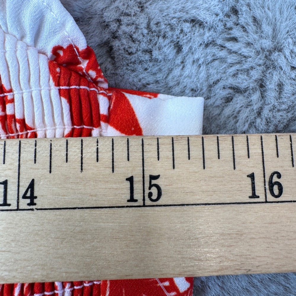 Adrianna Papell Red White Floral Smocked Ruffle Sun Dress Womens Size 6 NEW - Picture 10 of 16